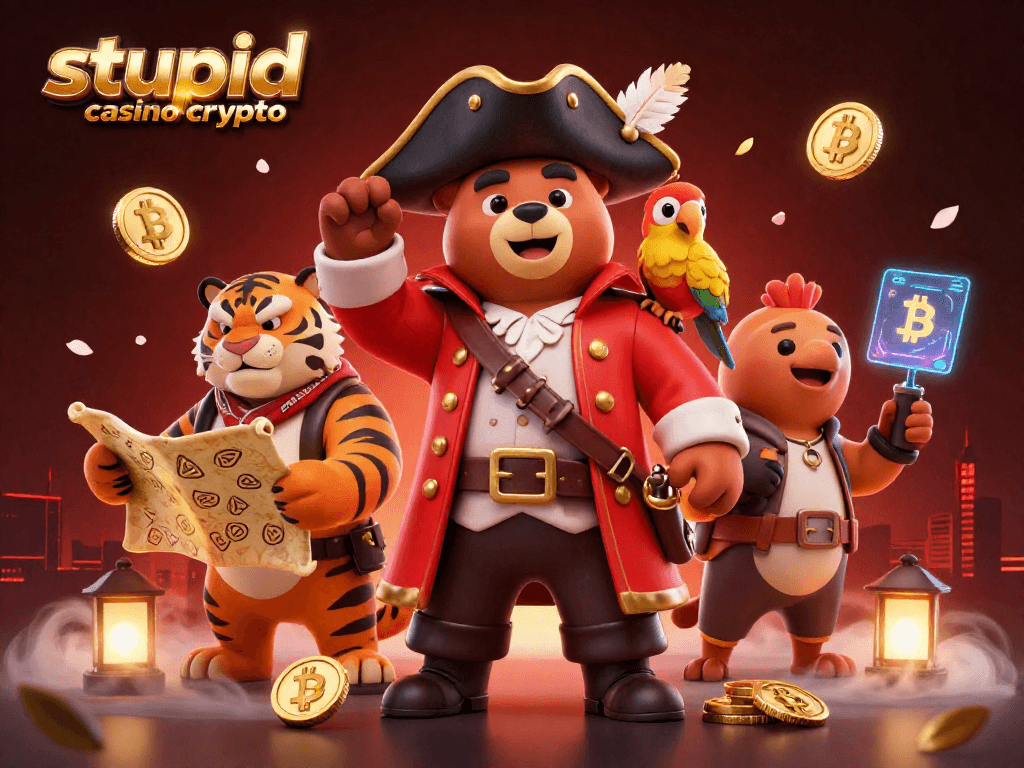 Visualisez les paiements rapides de stupid casino crypto avec des personnages captivants et des éléments de blockchain.
